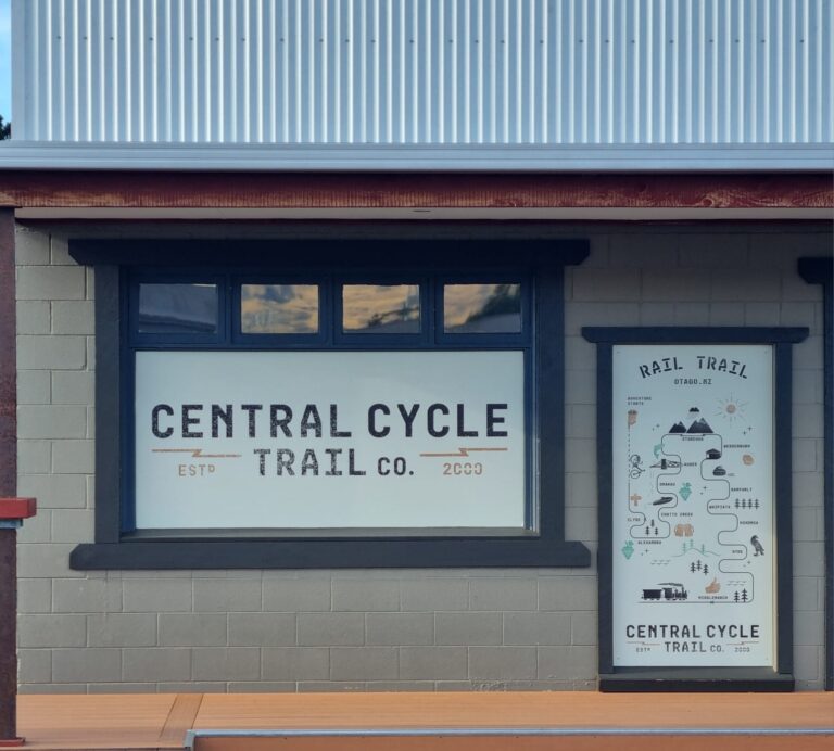 Central Cycle Trail Co. MM depot Central Cycle Trail Co. depot in Middlemarch hire bikes from here for the Otago Central Rail Trail e-bikes available.
